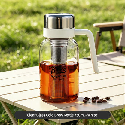 Bincoo Cold Brew Coffee Maker Glass Cold Brew Pitcher with Fine Mesh Filter & Handle Portable Iced Coffee Infuser Bottle