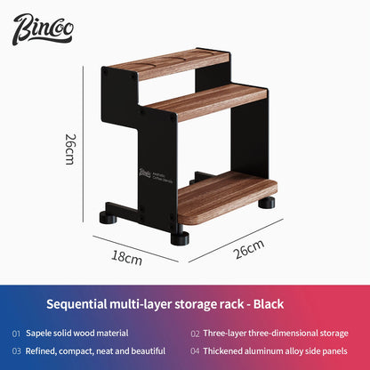 Bincoo Gexu Multi-Tier Solid Wood Coffee Storage Cabinet – Organizer Rack for Coffee Tools, Light Luxury Machine Stand