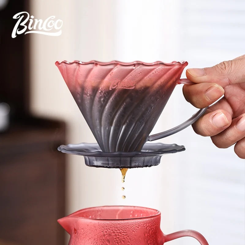 BINCOO Blackberry Hand Brew Coffee Pot Set V60 Filter Glass Sharing Pot Home Coffee Brewing Utensils