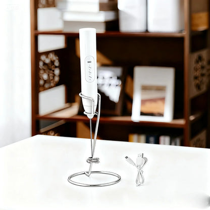 Bincoo Portable Dual Head Milk Frother  USB Rechargeable Stainless Steel Coffee Mixer with 3 Speeds for Smooth Latte Foam Coffee