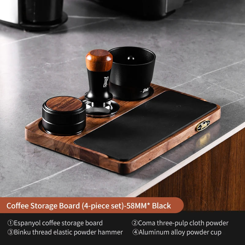 Bincoo 51-58mm Coffee Storage Board Tampers Coffee Distributor Dosing Ring Reusable Filter Holder Barista Espresso Coffeware Set