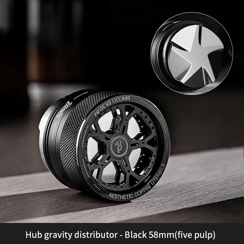 Bincoo Self Gravity Powder Distributor Stainless Steel Powder Hammer 58.35/58mm Automatic Height Adjustment Italian Barista Tool