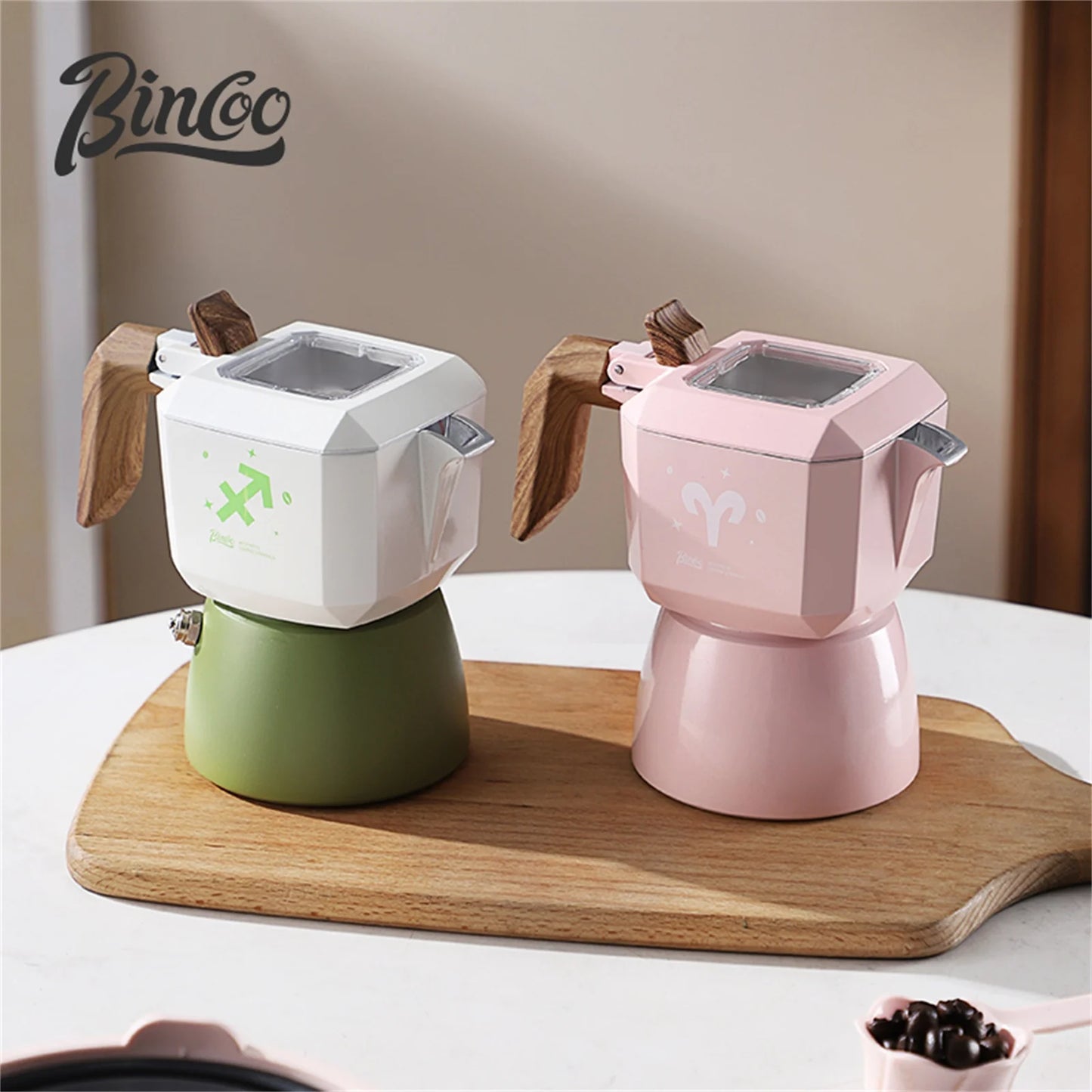 Bincoo Aries Sagittarius Star Dual Valve Moka Pot Espresso Extraction Pot Italian Home Barista Tools Electric Heating Stove 220V