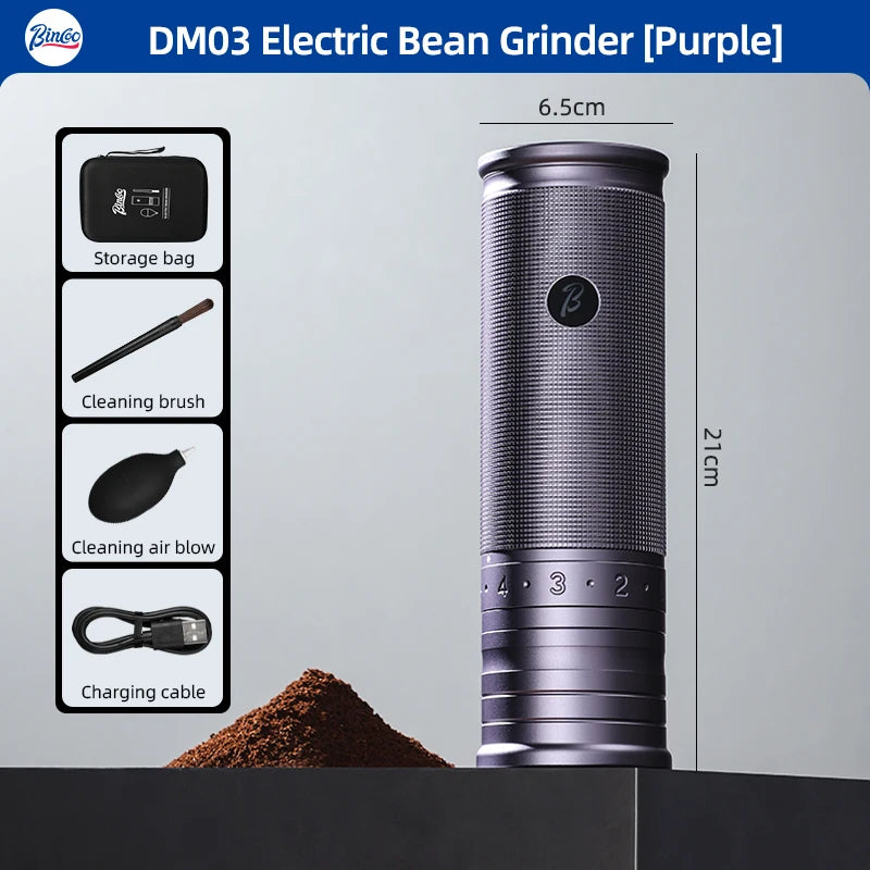 Bincoo Portable Electric Coffee Grinder 420 Steel Core Grinder All-Metal Body Home Outdoor External Italian Small Coffee Grinder