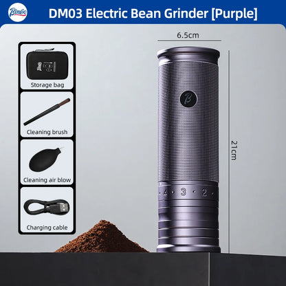 Bincoo Portable Electric Coffee Grinder 420 Steel Core Grinder All-Metal Body Home Outdoor External Italian Small Coffee Grinder