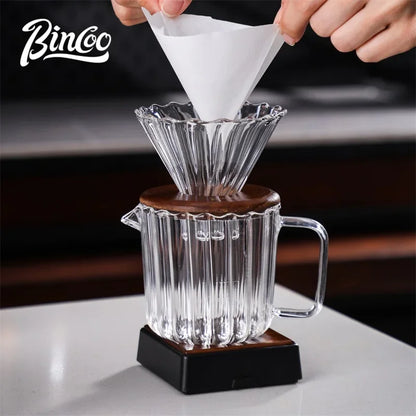 Bincoo Clear Vertical Sharing Pot Reusable Conical Filter 1-2 Cups with Storage Bag 3 Piece Set Hand Brewed Coffee Accessories