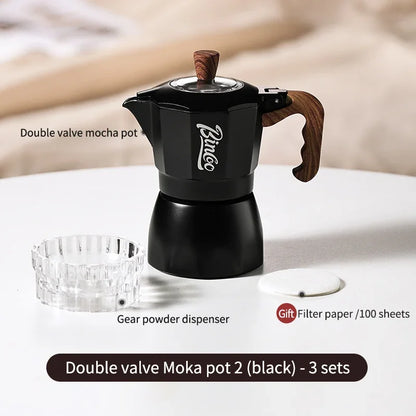 Bincoo Dual Valve Moka Pot Espresso Mocha Pot Concentrated  Extraction Coffee Pot Home Brewing Kit Maker Barista Use Tools