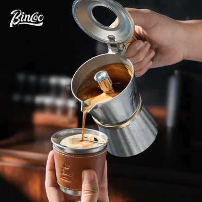 Bincoo Premium 3-Valve Moka Pot 316 Surgical Stainless SteelHome Espresso Brewer Complete Set Ideal for Coffee Enthusiasts
