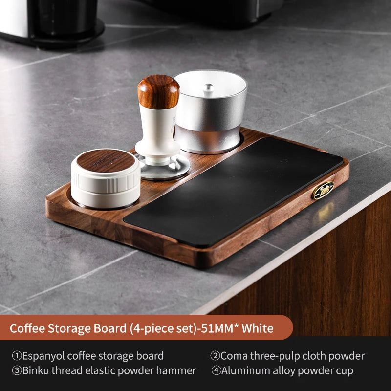 Bincoo 51-58mm Coffee Storage Board Tampers Coffee Distributor Dosing Ring Reusable Filter Holder Barista Espresso Coffeware Set