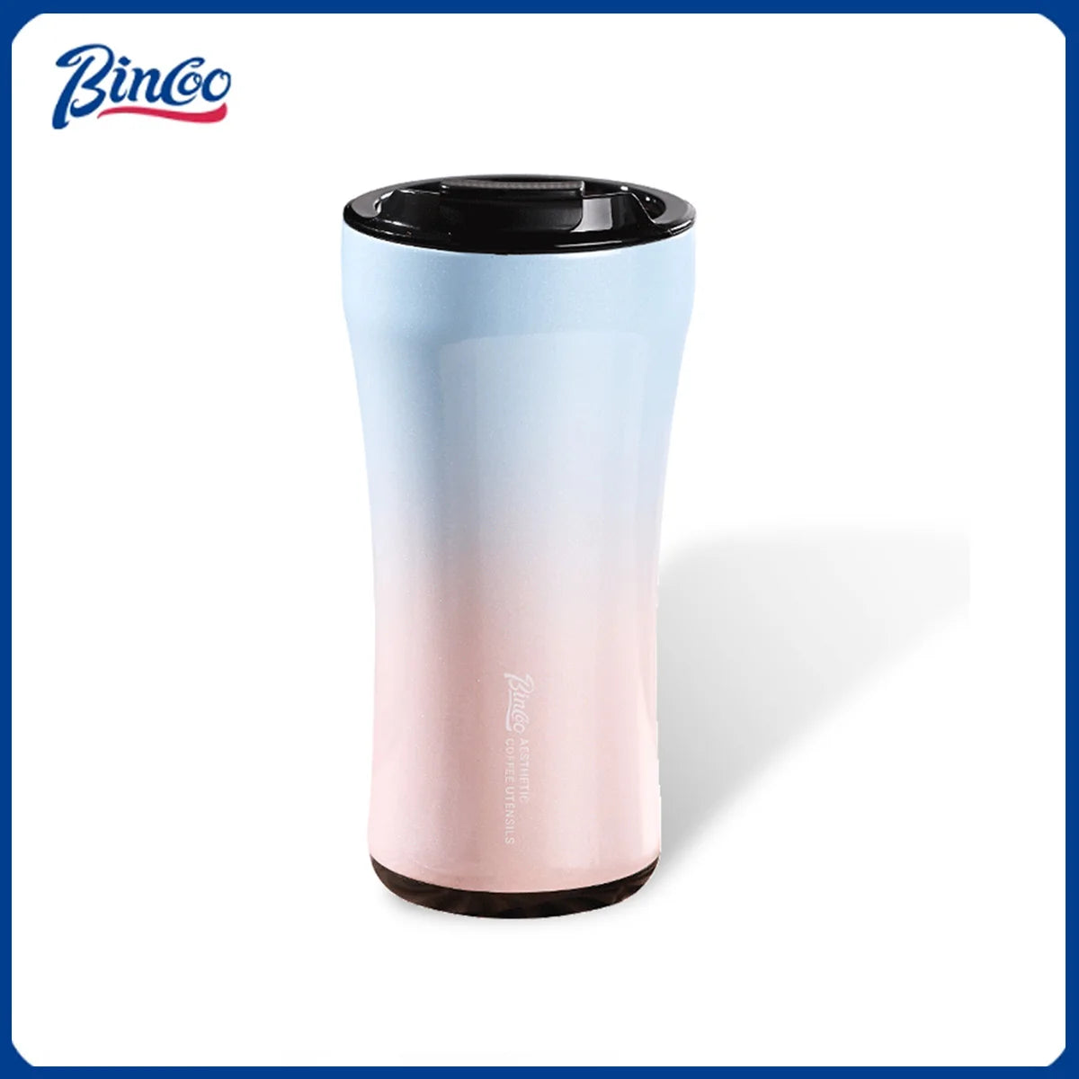 BINCOO 380ML 316 Stainless Steel Coffee Cup, Car Thermos Mug, Leak_Proof Double Wall Ceramic Inner Liner Vacuum Insulated Cups