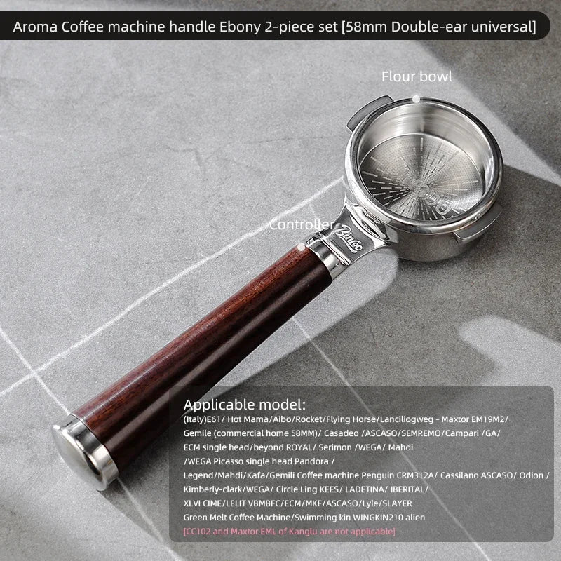 Bincoo Aroma Bottomless Portafilter, Walnut 58mm Universal, Espresso Machine Upgrade, Open Design Fits Delonghi Dongling