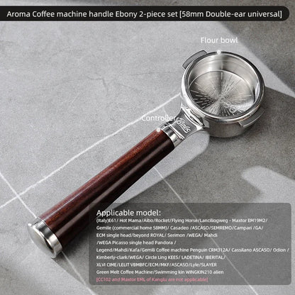 Bincoo Aroma Bottomless Portafilter, Walnut 58mm Universal, Espresso Machine Upgrade, Open Design Fits Delonghi Dongling