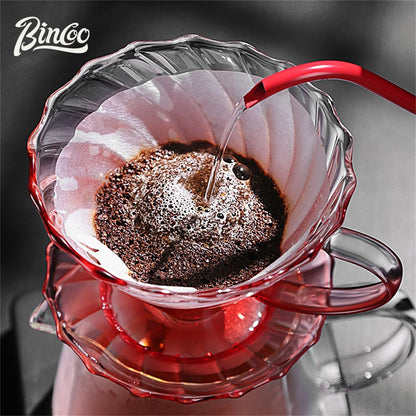 Bincoo 500ml Pour Over Coffee Dripper Coffee Pot Set Espresso Kettle Brewing Cup Octagonal Coffee Pot Funnel Set With Grinder