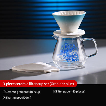 Bincoo Pour Over Coffee Set – Ceramic Dripper & Carafe, Drip Extraction Brewer, Perfect Gift for Coffee Lovers