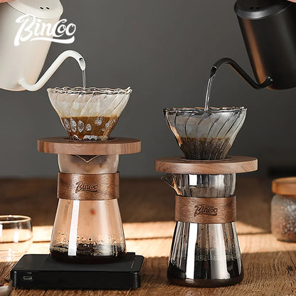 Bincoo 500ml Coffee Share Pot Pour Over Coffee Dripper Set Glass Server V01 Funnel Drip Maker Brewed Cup Coffee Sharing Pots Set