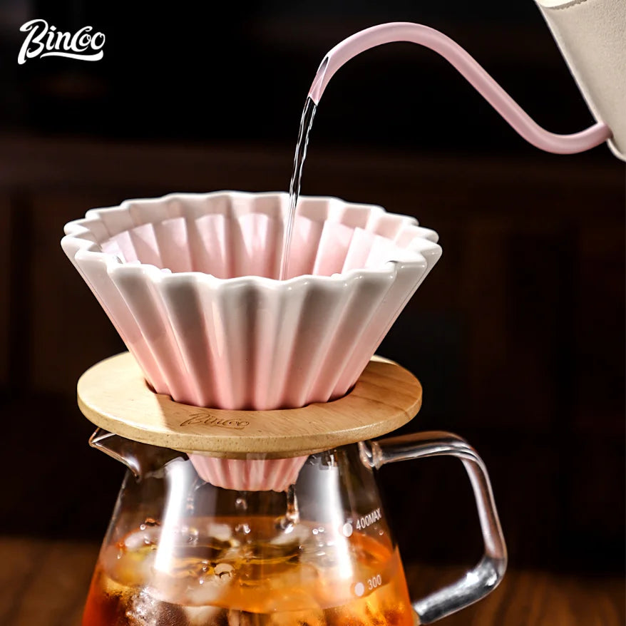 BINCOO Ceramic Hand Brewing Coffee Filter Cup Reusable Filters Coffee Maker Funnel Dripper Cake Filter Cup Coffee Accessories