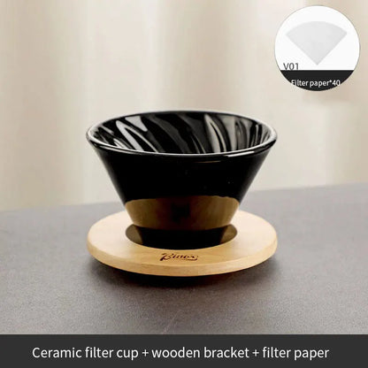 Bincoo 400ml Pour Over Coffee Dripper Espresso Pot Set Coffee Kettle Brewing Cup Threaded Ceramic Funnel Filter Cup Tea Pot
