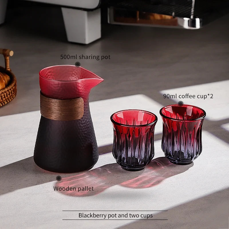Bincoo Coffee Sharing Pot Glass Cup Set Glass Pot Coffee Cup Coffee Tray Set 500ML