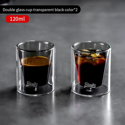 Bincoo Double Layered Coffee Cup High Borosilicate Glass Heat-resistant Anti Scald Concentrated Cup Milk Coffee Ice American Cup