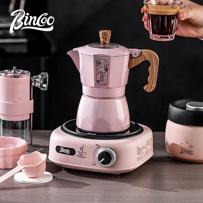 Bincoo Dual Valve Moka Pot Espresso Mocha Pot Concentrated  Extraction Coffee Pot Home Brewing Kit Maker Barista Use Tools