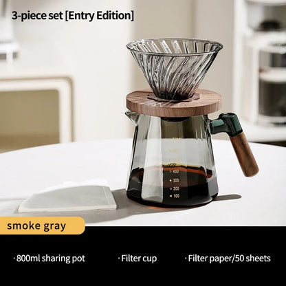 Bincoo 800ml Barista Pour Over Coffee Maker Set Glass Carafe Coffee with Glass Coffee Filter Drip Espresso Maker for Home&Office