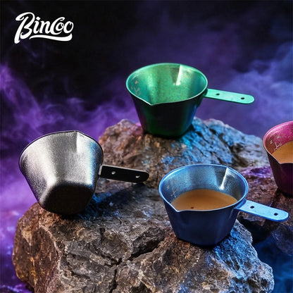 Bincoo Premium Titanium Double Eagle Spout Measuring Cup 90ml with Visible Scale for Home Baristas Large Capacity Easy Flow