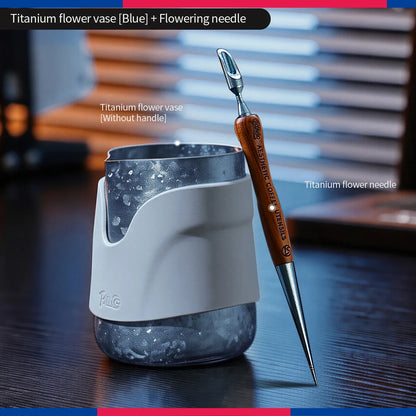 Bincoo Handleless Titanium Frothing Pitcher – Round Spout Latte Art Cup with Measuring Scale, Home Barista Tool