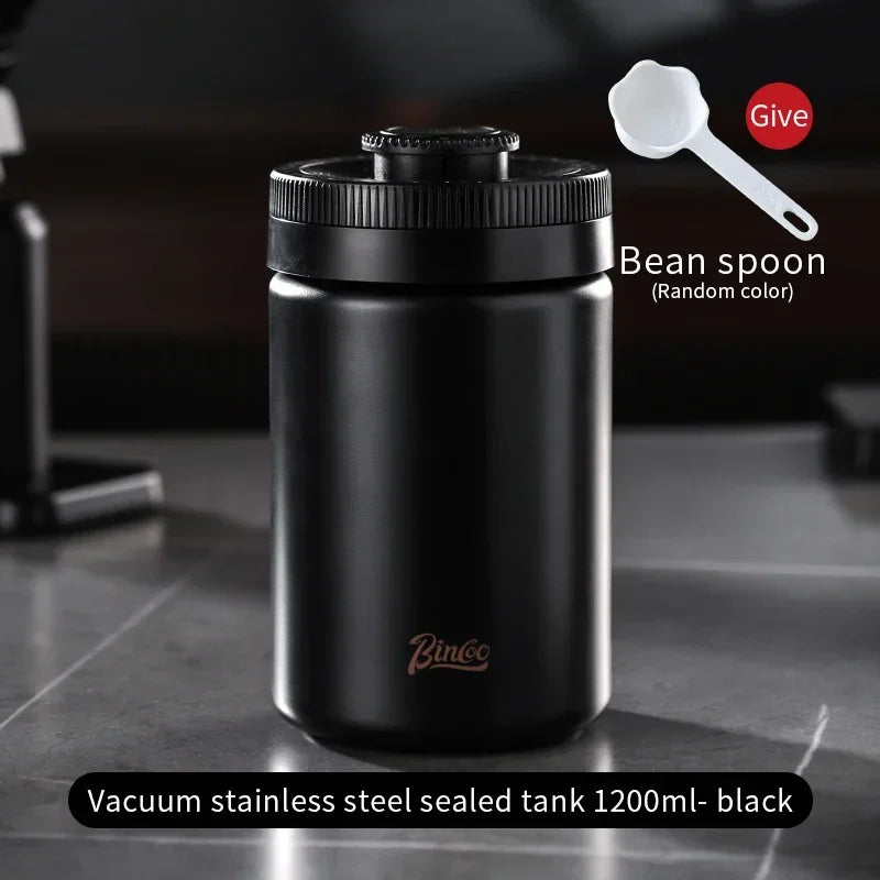 Bincoo 304 Stainless Steel Vacuum Coffee Container, Food-Grade Airtight Canister, Stackable with Date Scale, Home/Commercial