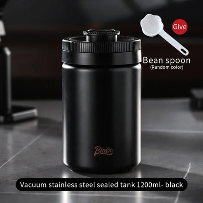 Bincoo 304 Stainless Steel Vacuum Coffee Container, Food-Grade Airtight Canister, Stackable with Date Scale, Home/Commercial