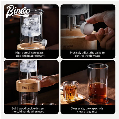 Bincoo GYKF2287 Large Capacity Cold Brew Coffee Pot Double Walled Glass Construction Slow Drip Filtration Perfect for Home Use andBarista