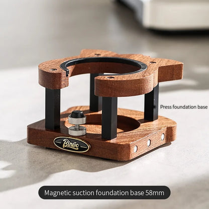 Bincoo Coffee Storage Base Powder Hammer Cloth Powder Dispenser Set Solid Wood Handle Filling Base With Magnetic 51/58MM