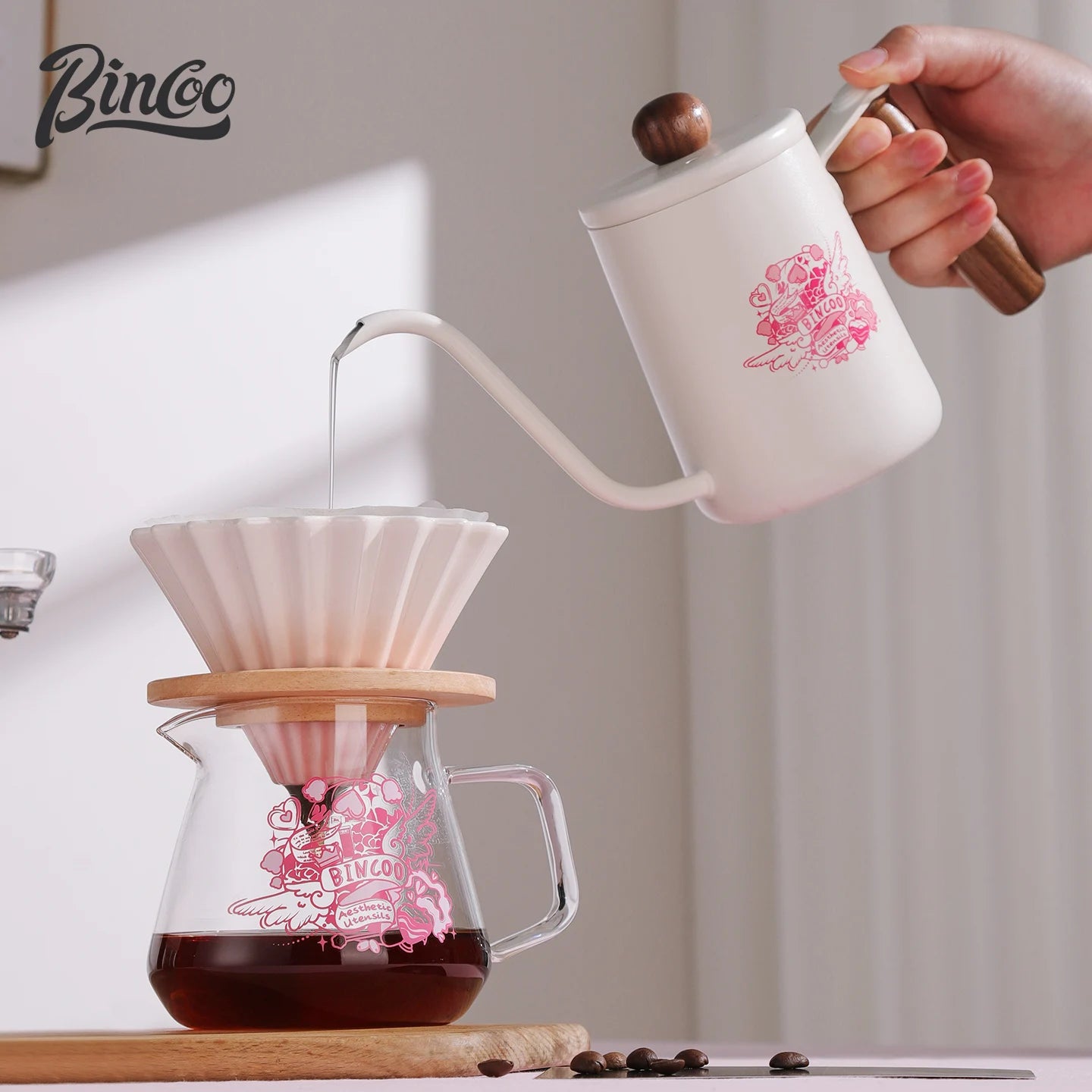 Bincoo 600 ML Coffee Gooseneck Kettle Cafe Camping Drip Pot  Barista Accessories Tools Coffeeware Utensils Tea Water