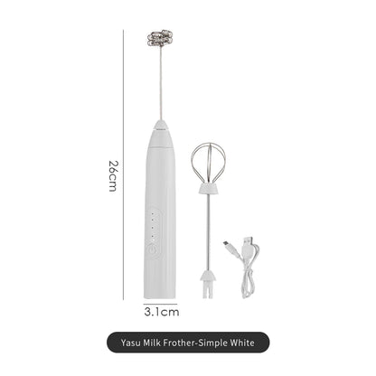 Bincoo Portable Dual Head Milk Frother  USB Rechargeable Stainless Steel Coffee Mixer with 3 Speeds for Smooth Latte Foam Coffee