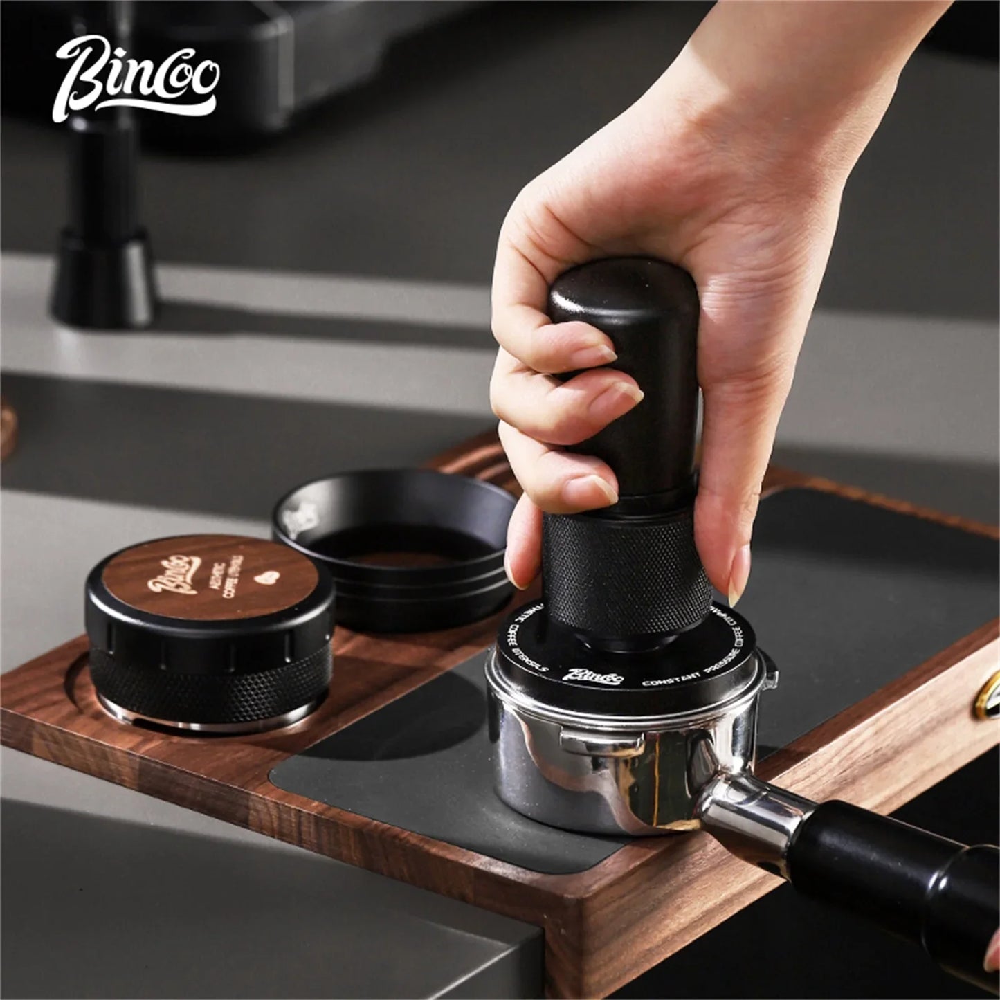 Bincoo Professional 30LB Constant-Pressure Coffee Tamper Aluminum Base Fits 51/58mm Portafilters Distributor Espresso Tool