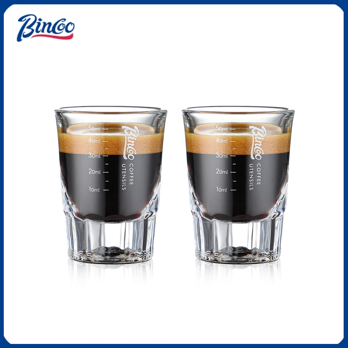 BINCOO 50ml Espresso Glass Measuring Cup Clear Shot Glasses Coffee Mugs Set Espresso Measuring Cup Tools Milk Frothing Pitcher