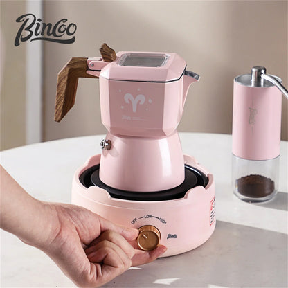 Bincoo Aries Sagittarius Star Dual Valve Moka Pot Espresso Extraction Pot Italian Home Barista Tools Electric Heating Stove 220V