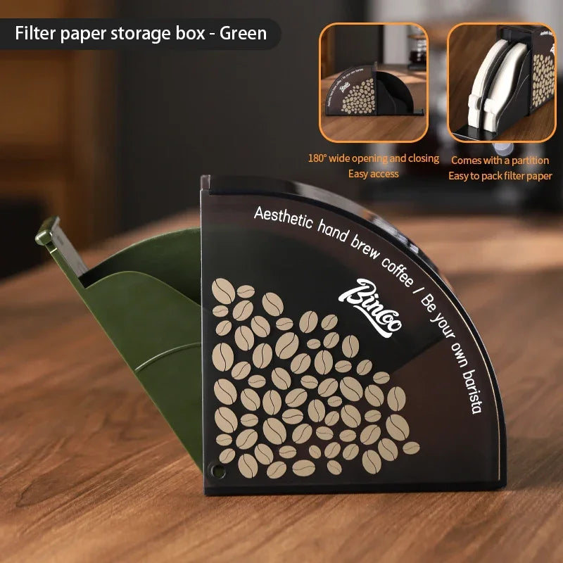 Bincoo Hot Sell Fan-shaped Coffee V Filter Paper Dust-proof Bar Storage Rack Storage Box Dustproof Filter Paper Box Barista Tool