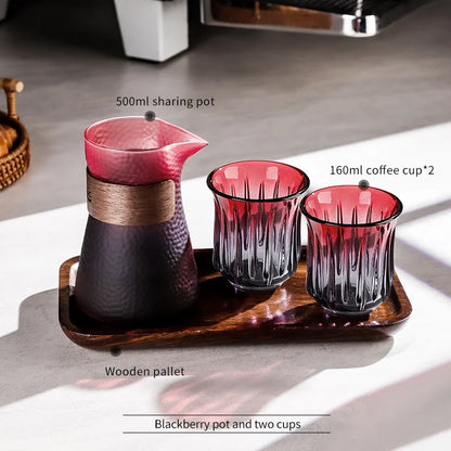 Bincoo Coffee Sharing Pot Glass Cup Set Glass Pot Coffee Cup Coffee Tray Set 500ML