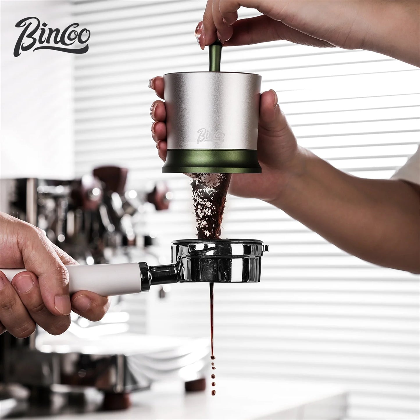 BINCOO 58mm Dosing Shakers Espresso Coffee Powder Receiver Container Espresso Grounds Dosing Cup Barista Coffee Accessories