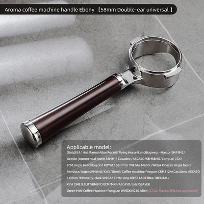 Bincoo Aroma Bottomless Portafilter, Walnut 58mm Universal, Espresso Machine Upgrade, Open Design Fits Delonghi Dongling