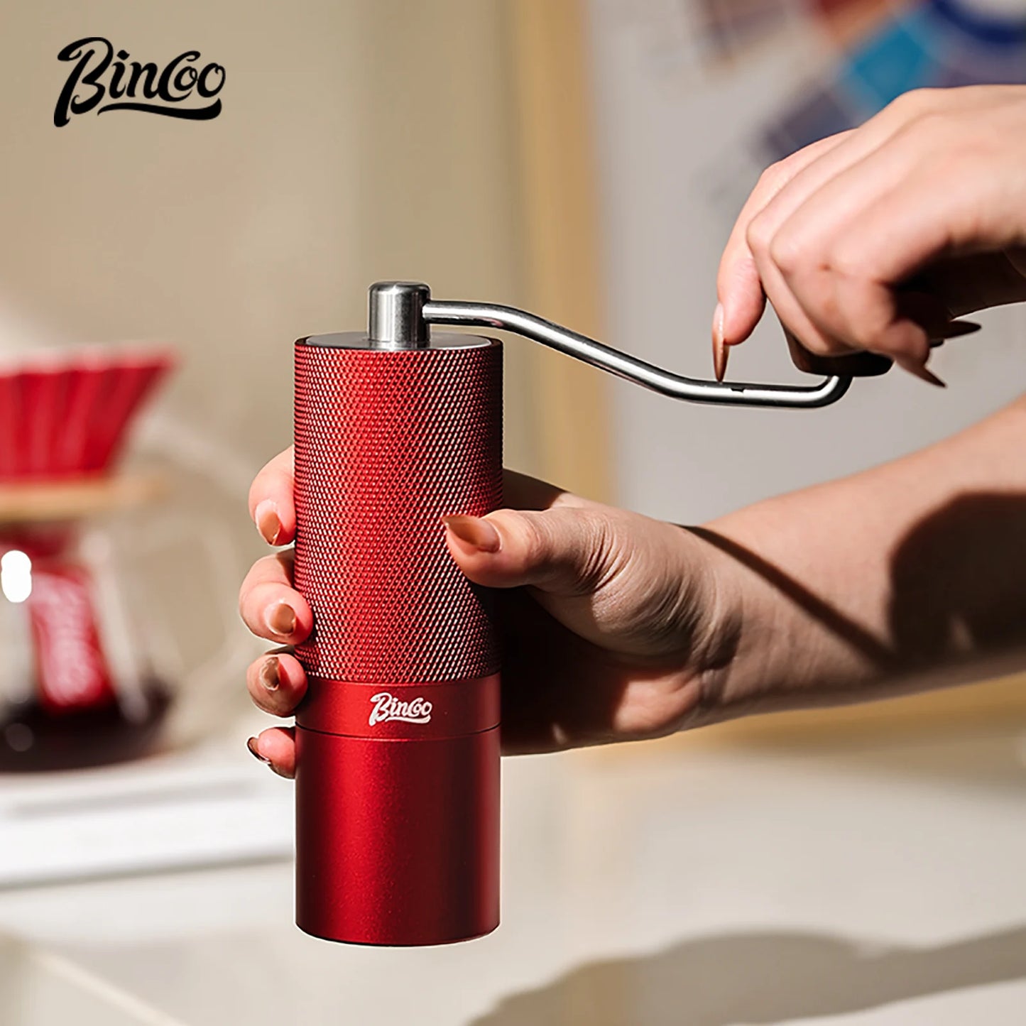 Bincoo Portable Manual Hand Coffee Grinder Professional CNC Stainless Steel Adjustable Manual Burr Coffee Bean Grinding Upgrade