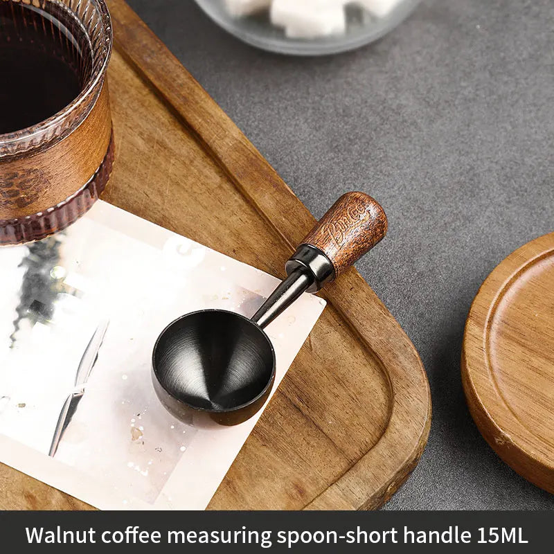 Bincoo Walnut Handle Coffee Scoop, 304 Stainless Steel Measuring Spoon for Coffee Beans, Gram Measurement Design