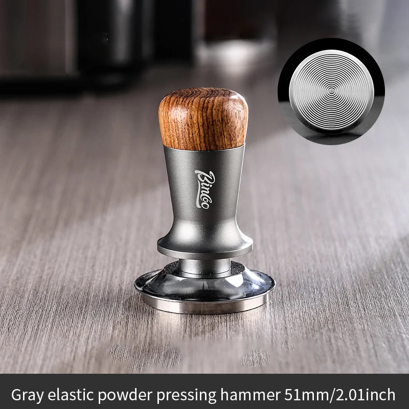 Bincoo Professional Coffee Tamper 51/58mm Spring Pressure Threaded Base Auto Leveling for Portafilter Use
