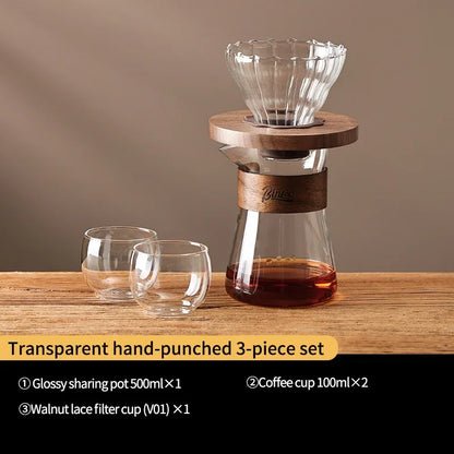 Bincoo 500ml Coffee Share Pot Pour Over Coffee Dripper Set Glass Server V01 Funnel Drip Maker Brewed Cup Coffee Sharing Pots Set