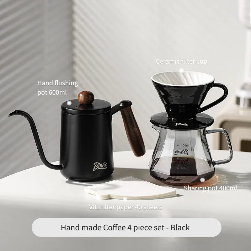 Bincoo GYKF0679 Drip Coffee Set with Ceramic Filter and Glass Carafe All in One Pour Over Brewing Ideal for Beginners Gift Presentation