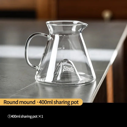 BINCOO 450ml Pour Over Coffee Dripper Glass Sharing Pot Funnel Drip Coffee Maker Hand Brewed Cup Coffee Set with Filter Paper