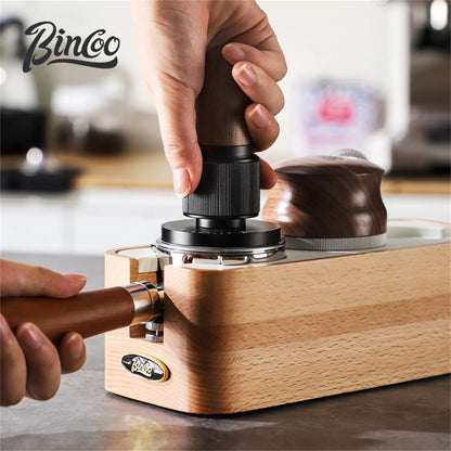 Bincoo Beech Wood Coffee Tamping Stand Tamper Station Fits 51/58mm Portafilters Espresso Distributor Base Set Home Barista Tools