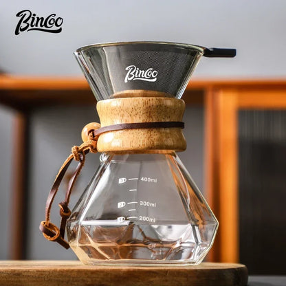 Bincoo Pour Over Coffee Maker Set Borosilicate Glass 800ml Coffee Sharing Pot Set Stainless Steel Coffee Filter Hand Dripper Pot