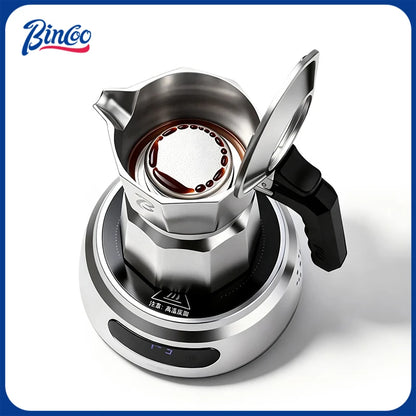 Bincoo 316 Stainless Steel Moka Pot with 51mm Basket and Tamper – Stovetop Espresso Coffee Maker for Home Barista