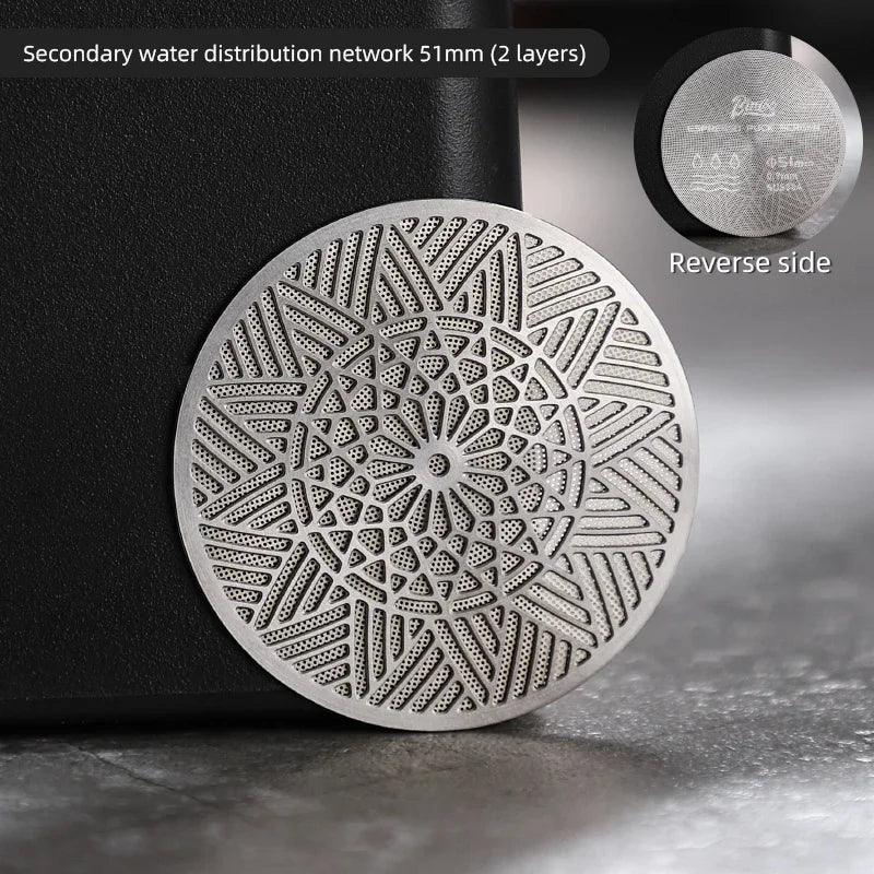 Bincoo Kaleidoscope Secondary Water Distribution Net Italian Coffee Powder Bowl Sintered Piece for Uniform Extraction Stainless